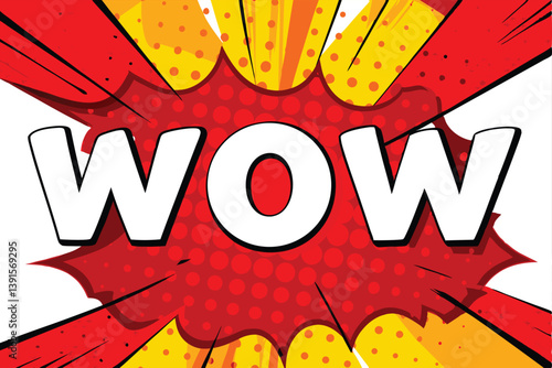 Comic Book Style WOW Explosion, Red Yellow Graphic Design
