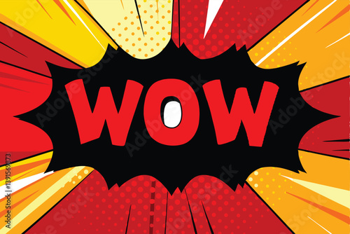 Comic Book Style WOW Explosion Red Yellow Graphic Design