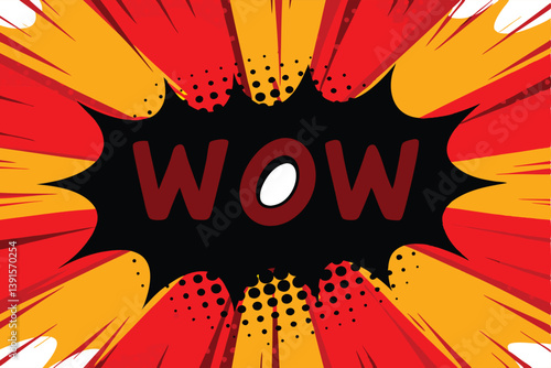 Comic Book WOW Explosion Red, Yellow, Black Burst