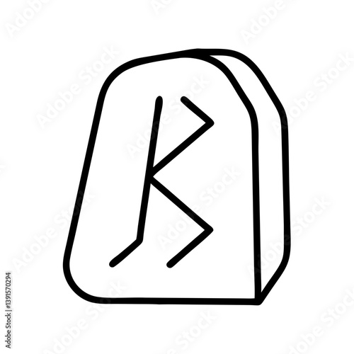 Berkana rune symbol illustration: ancient alphabet, viking, esoteric, and magical stone drawing icon set