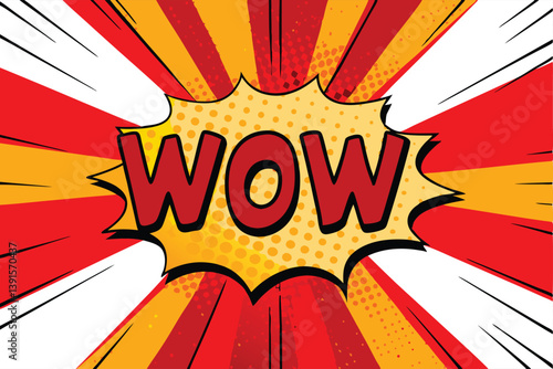 Comic Book Wow Explosion Pop Art Red Yellow Background