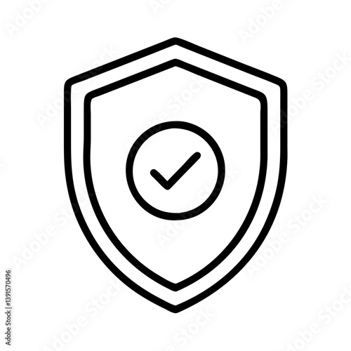 Security shield with check mark vector icon for protection and verification concept design element illustration