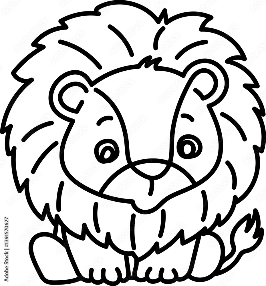 Obraz premium Coloring Page Outline of Cartoon Lion. Wild Animals. Coloring Book for Kids.