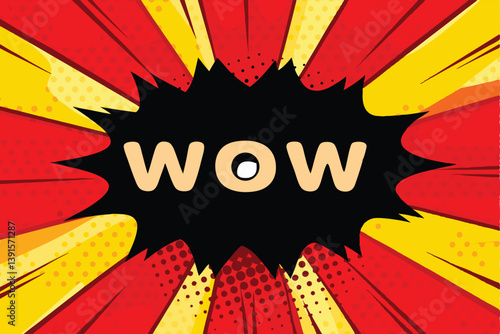 Comic Book Wow Explosion Red Yellow Background Design