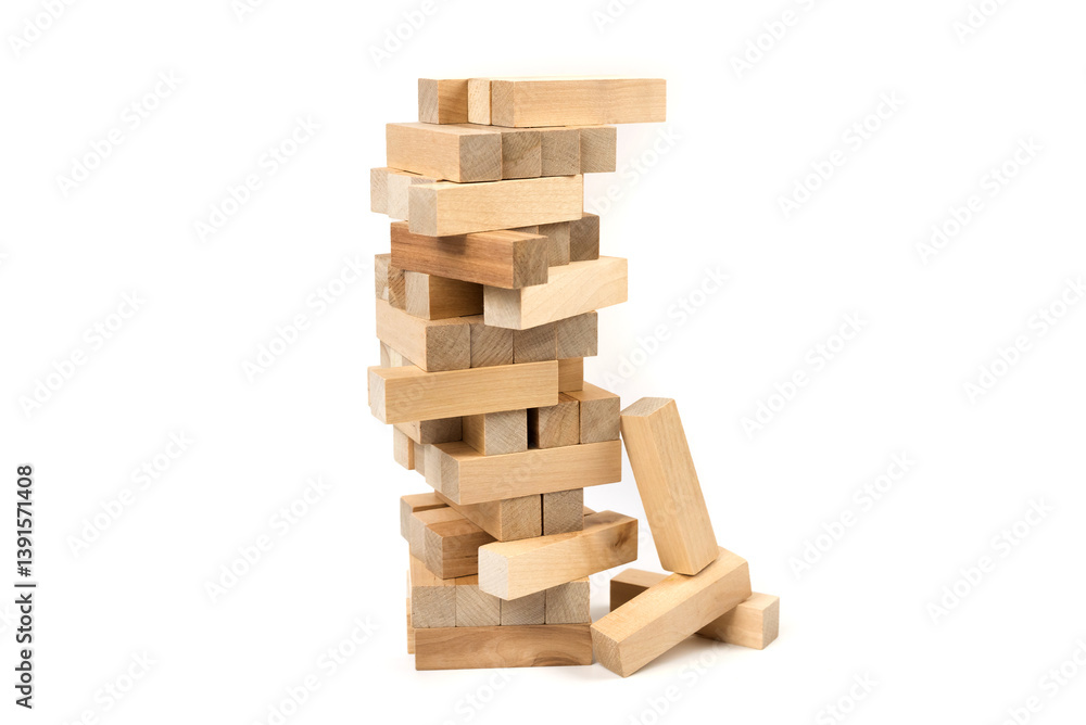 tower of wooden blocks on white tower of wooden blocks on white