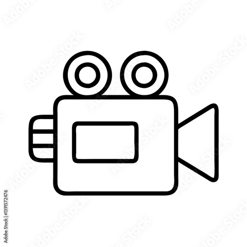 Vintage movie camera icon vector illustration for film production and video recording industry design concept