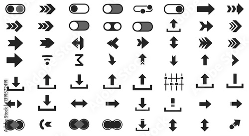 Vector arrow icon set with toggles and controls