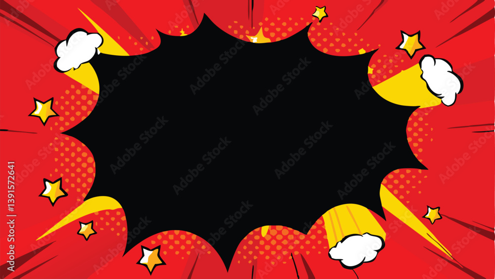 Obraz premium Comic Book Style Pop Art Explosion Background Design Template