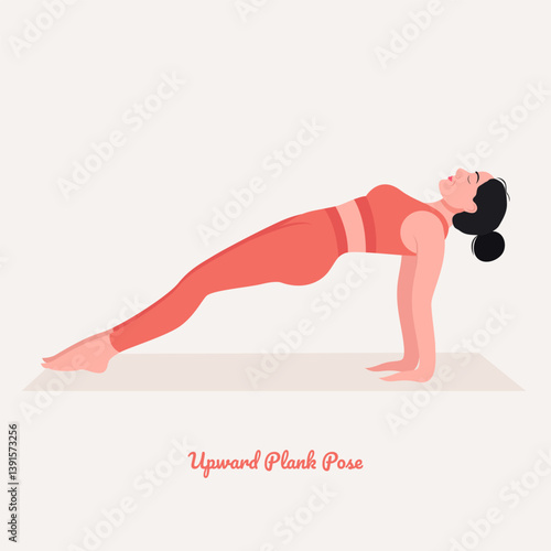 Upward Plank Pose Young woman practicing Yoga pose. Woman workout fitness, aerobic and exercise