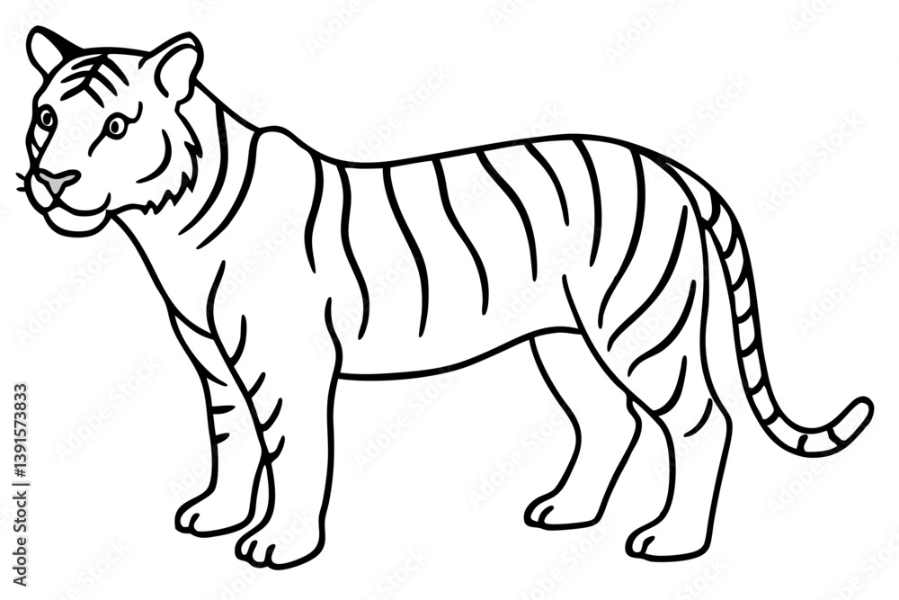 Sleek Tiger One-Line Vector Art Sleek Tiger One-Line Vector Art