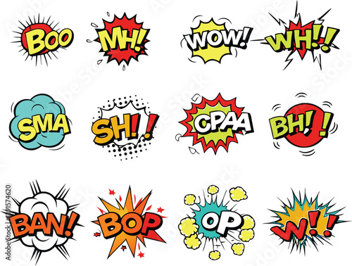 Comic Book Speech Bubbles Pop Art Sound Effects Design