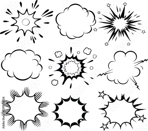 Comic Book Style Speech Bubbles, Explosions, and Word Balloons