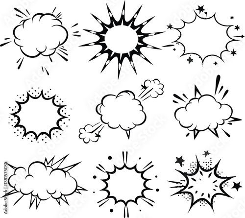 Comic Book Speech Bubbles, Explosions, and Starburst Effects
