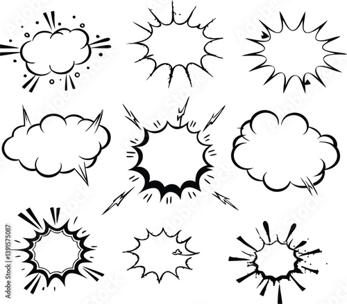 Comic Book Style Speech Bubbles, Explosions, and Word Balloons