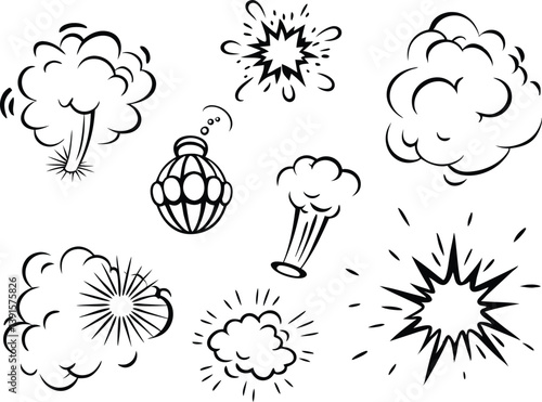 Comic Book Explosion Effects Bomb, Smoke, Starburst, Pow