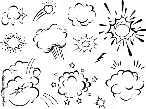 Comic Book Explosion Effects Smoke, Stars, and Power
