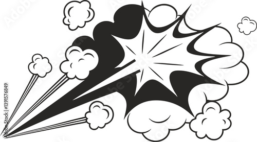 Comic Book Explosion Black and White Blast Effect Graphic