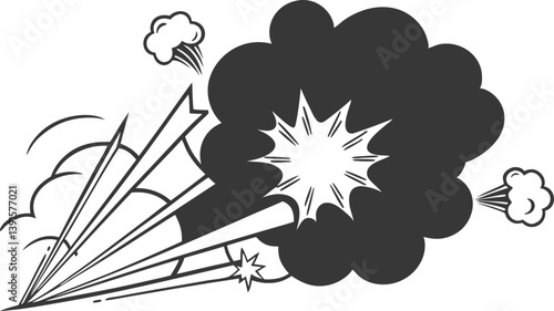 Comic Book Explosion Dynamic Action, Power, Impact, Speed, Energy, Burst, Smoke, Clouds, Stars, Effe