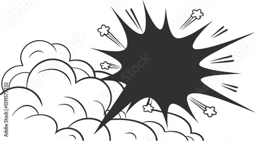 Comic Book Explosion Graphic Design, Black and White Burst