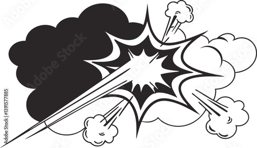 Comic Book Explosion Graphic Design Black and White Burst