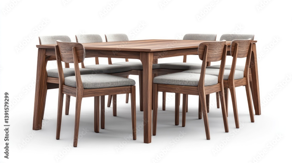 Walnut Dining Set, Studio Shot Walnut Dining Set, Studio Shot