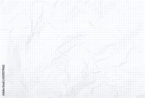 Crumpled blue checkered paper texture background