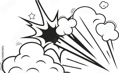 Comic Book Explosion Black and White Dynamic Action Burst