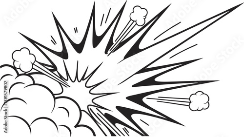 Comic Book Explosion, Dynamic Impact, Black and White Graphics