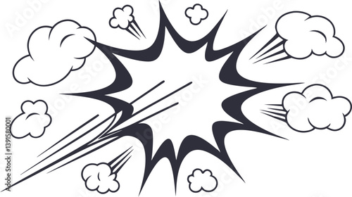 Comic Book Explosion Dynamic Impact, Action, Speed, Power, Blast