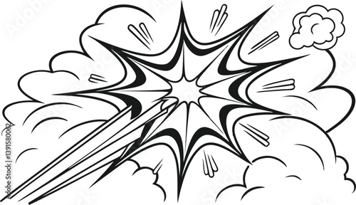 Comic Book Style Explosion Starburst, Speed Lines, Smoke