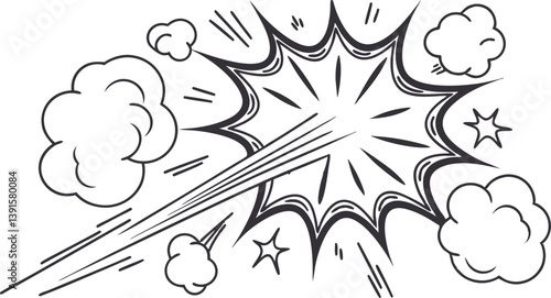 Comic Book Explosion Effect Dynamic Action, Pow, Bang, Zoom, Sketch