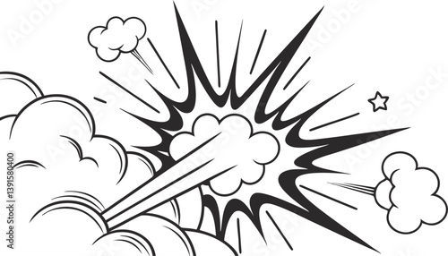 Comic Book Explosion Dynamic Action, Smoke, Starburst, Pow!