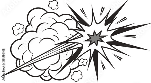 Comic Book Explosion, Dynamic Burst, Impact, Action, Power, Graphic, Smoke, Blast, Effect, Design