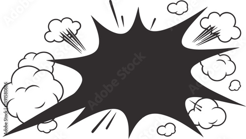 Comic Book Explosion Graphic Design, Black and White, Impact, Pow, Bang, Blast
