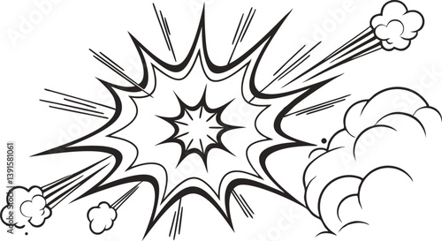 Comic Book Explosion, Pow, Bang, Action, Blast, Impact, Graphic, Sketch, Design, Illustration