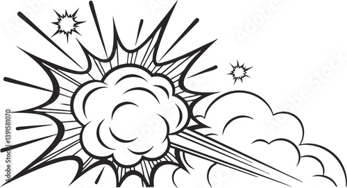 Comic Book Explosion, Blast, Pow, Bang, Impact, Smoke, Graphic Design