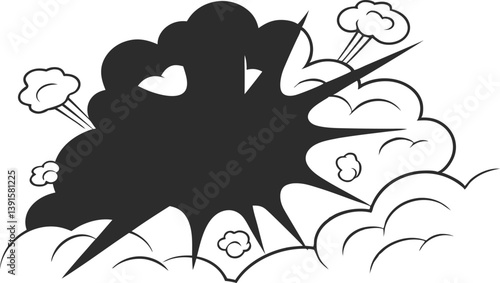 Comic Book Explosion Black and White Impact, Pow, Bang, Blast