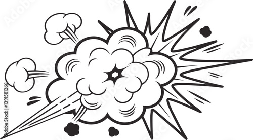 Comic Book Explosion Smoke, Blast, Power, Impact, Action, Graphic, Design, Illustration, Dynamic, En