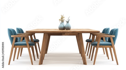 Wooden dining set, studio, minimalist