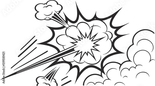 Comic Book Explosion Dynamic Action, Smoke, Blast, Power, Impact