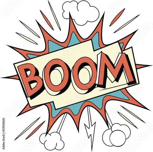 Retro Comic Book Boom Explosion Sound Effect Graphic