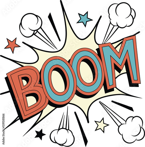 Retro Comic Book Boom Explosion Sound Effect Graphic