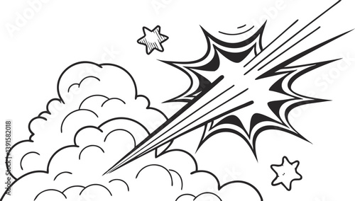 Comic Book Style Explosion, Blast, Star Burst, Smoke, Clouds