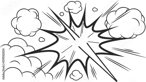 Comic Book Explosion Action, Blast, Pow, Bang, Dynamic, Impact, Speed, Energy, Lines, Art