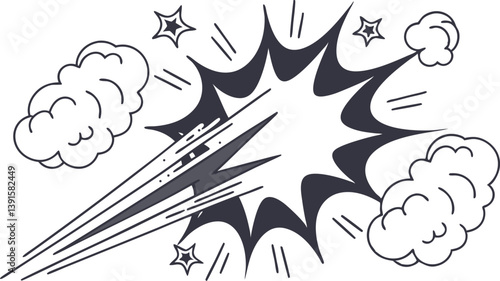 Comic Book Explosion, Impact, Speed Lines, Dynamic Burst, Starburst Effect