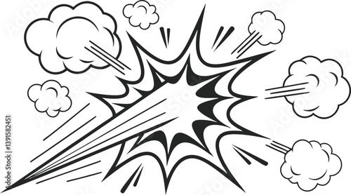 Comic Book Explosion, Dynamic Action, Pow, Blast, Bang, Speed Lines, Smoke, Burst, Graphic Design, I