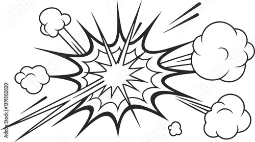 Comic Book Explosion, Impact, Blast, Pow, Bang, Zoom, Effect, Style, Graphic, Art