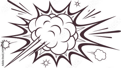 Comic Book Explosion, Blast, Impact, Power, Dynamic, Energy, Action, Graphic, Design, Illustration