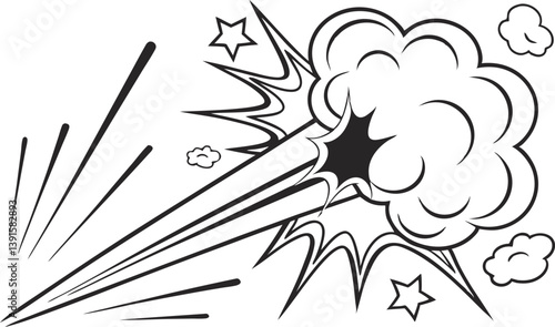 Comic Book Explosion, Action, Speed Lines, Blast, Power, Impact, Starburst, Dynamic, Graphic, Design