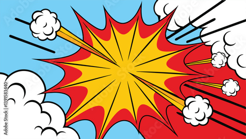 Comic Book Explosion Graphic Design, Pop Art Style, Blast, Bang, Pow